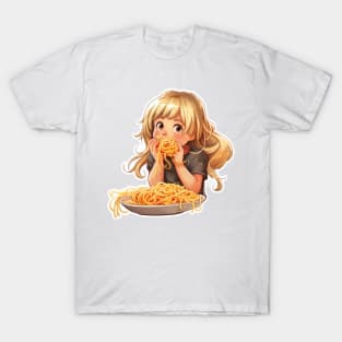 Cute Girl Eating Spaghetti T-Shirt